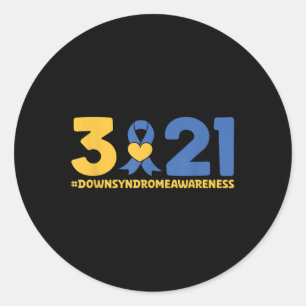Pegatina Redonda Conciencia sobre el síndrome de Down World 21 del 