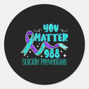 Pegatina Redonda Conciencia sobre el suicidio - 988 Camisas - Preve
