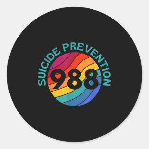 Pegatina Redonda Conciencia sobre el suicidio - 988 Camisas - Preve