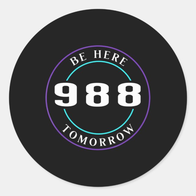 Pegatina Redonda Conciencia sobre el suicidio 988 - Prevención del  (Anverso)