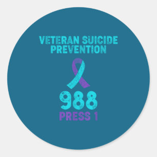 Pegatina Redonda Conciencia sobre el suicidio de veteranos - Camise