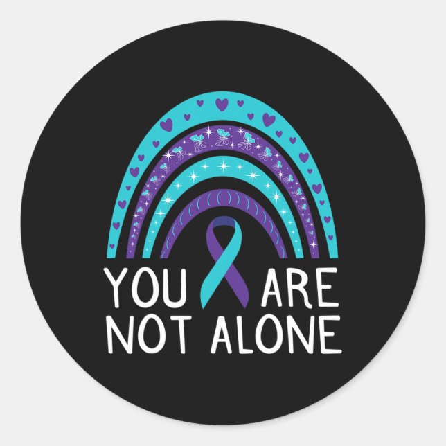 Pegatina Redonda Conciencia sobre el suicidio Salud mental (Anverso)