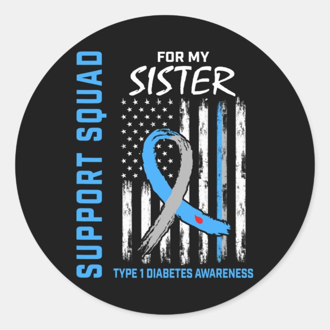 Pegatina Redonda Conciencia sobre el T1D Partida de la Bandera de E (Anverso)