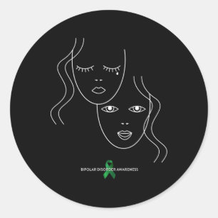 Pegatina Redonda Conciencia sobre el trastorno bipolar