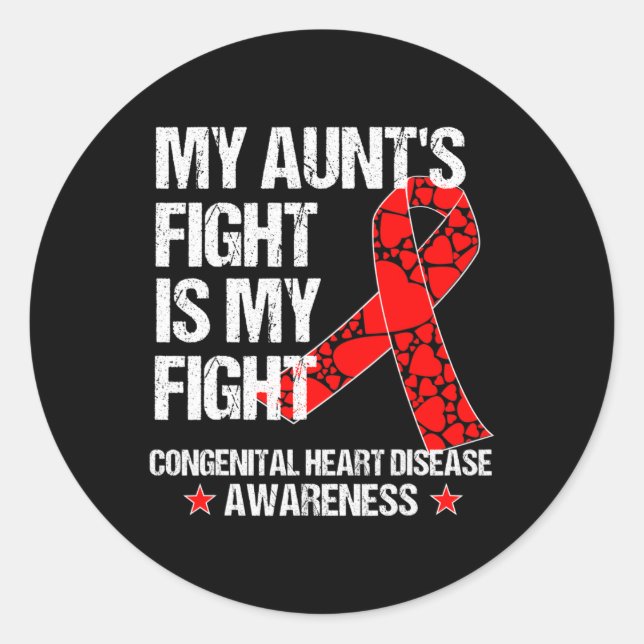 Pegatina Redonda Conciencia sobre enfermedades cardíacas T Shirt Ch (Anverso)