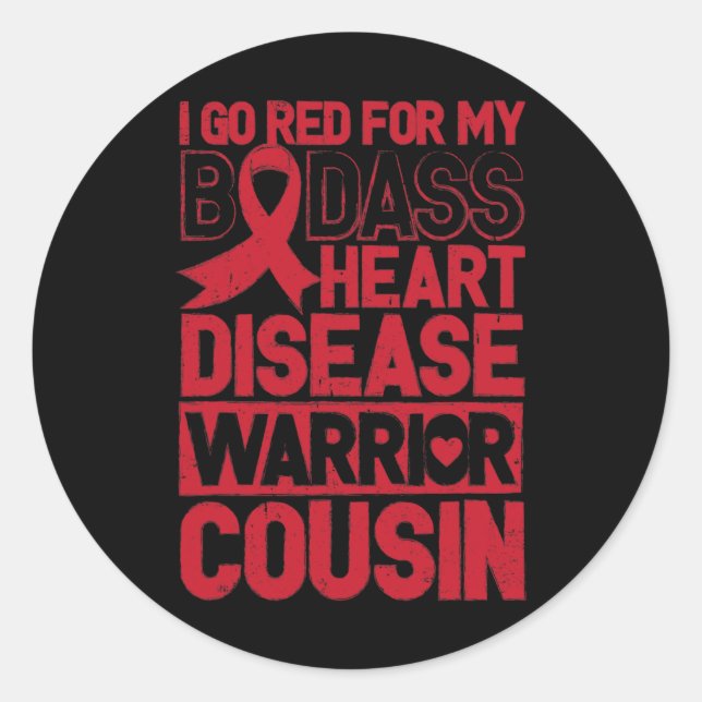 Pegatina Redonda Conciencia sobre enfermedades del corazón rojo Pri (Anverso)