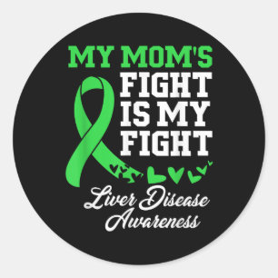 Pegatina Redonda Conciencia sobre enfermedades hepáticas Mi madre l