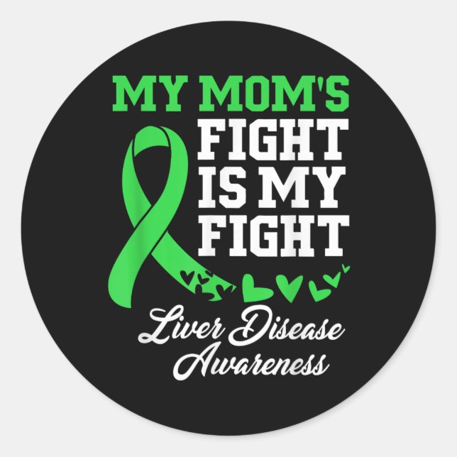 Pegatina Redonda Conciencia sobre enfermedades hepáticas Mi madre l (Anverso)