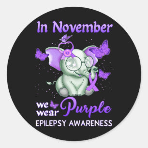 Pegatina Redonda Conciencia Sobre Epilepsia En Noviembre Usamos Cin