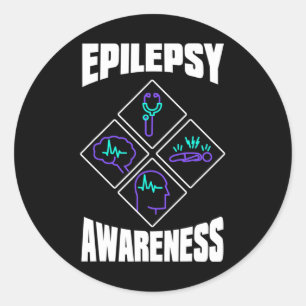 Pegatina Redonda Conciencia sobre epilepsia Especializado Guerrero 