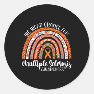 Pegatina Redonda Conciencia sobre esclerosis Llevamos Naranja Sra. 