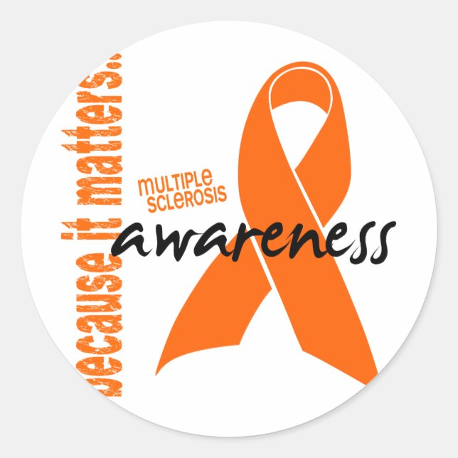 Pegatina Redonda Conciencia sobre esclerosis múltiple (Anverso)