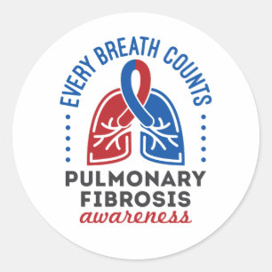 Pegatina Redonda Conciencia sobre Fibrosis Pulmonar Cada Respiració