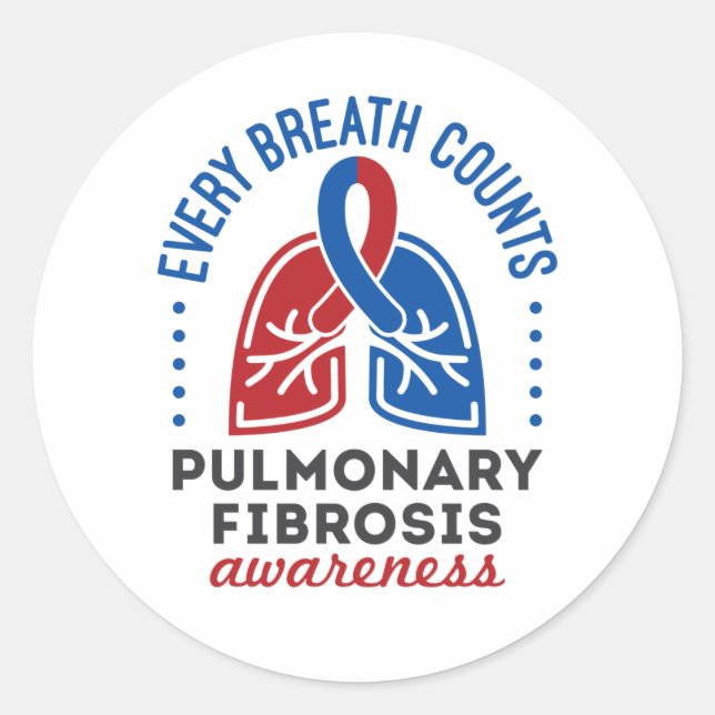 Pegatina Redonda Conciencia sobre Fibrosis Pulmonar Cada Respiració (Anverso)