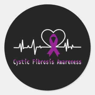 Pegatina Redonda Conciencia sobre Fibrosis Quística Apoyo al latido