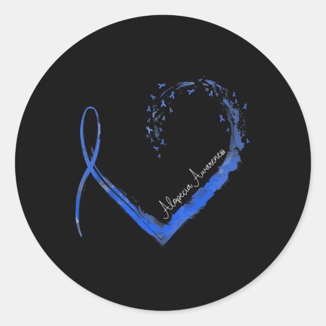 Pegatina Redonda Conciencia sobre la Alopecia Cardíaca de la Cinta  (Anverso)