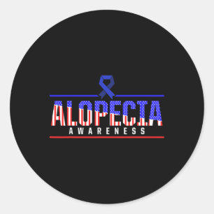 Pegatina Redonda Conciencia sobre la alopecia Guerrero de pérdida d