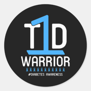 Pegatina Redonda Conciencia sobre la diabetes Cinta azul T1D Guerre