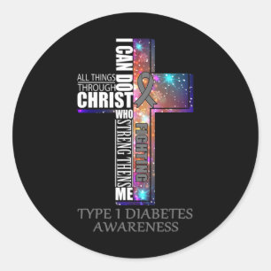Pegatina Redonda Conciencia sobre la diabetes de tipo 1 - regalo de