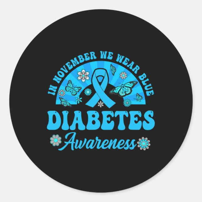 Pegatina Redonda Conciencia Sobre La Diabetes En Noviembre Usamos B (Anverso)