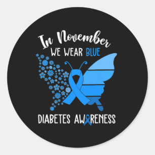 Pegatina Redonda Conciencia sobre la diabetes En Noviembre Usamos M