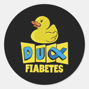 Pegatina Redonda Conciencia sobre la diabetes en un pato divertido