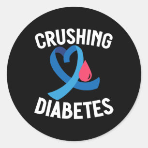 Pegatina Redonda Conciencia sobre la diabetes Guerrero del T1D apla