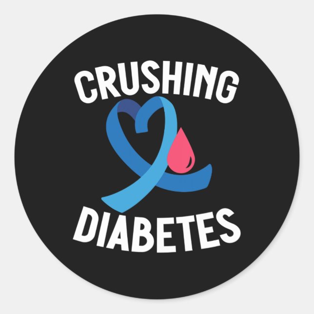 Pegatina Redonda Conciencia sobre la diabetes Guerrero del T1D apla (Anverso)