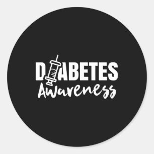 Pegatina Redonda Conciencia sobre la diabetes Insulina diabética Di