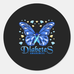 Pegatina Redonda Conciencia sobre la diabetes mariposa Soporte de c