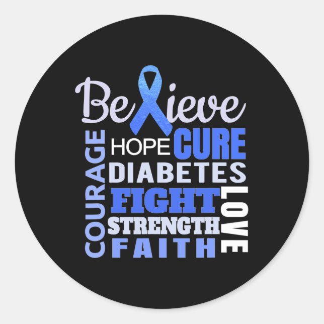 Pegatina Redonda Conciencia sobre la diabetes Palabra de la banda a (Anverso)