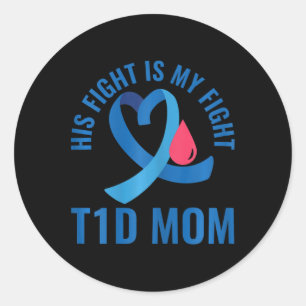 Pegatina Redonda Conciencia sobre la diabetes Su lucha es mi madre