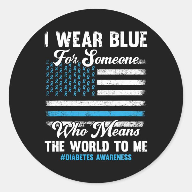 Pegatina Redonda Conciencia sobre la diabetes T1d Apoya la bandera  (Anverso)