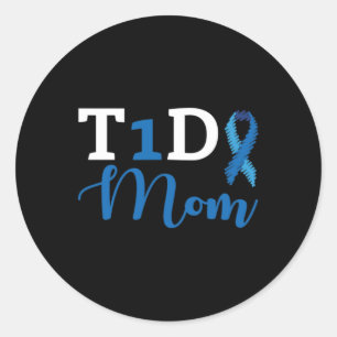 Pegatina Redonda Conciencia sobre la diabetes tipo 1 - Diabetic T1D