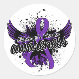 Pegatina Redonda Conciencia sobre la enfermedad de Alzheimer 16