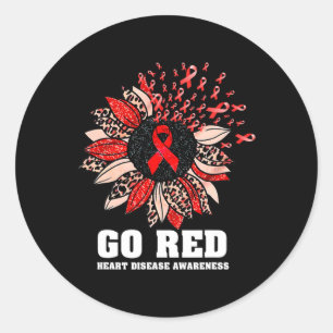 Pegatina Redonda Conciencia sobre la enfermedad del corazón rojo Me
