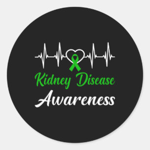 Pegatina Redonda Conciencia sobre la enfermedad renal Amor Latido d