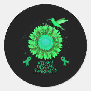 Pegatina Redonda Conciencia sobre la enfermedad renal Hummingbird G