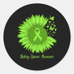Pegatina Redonda Conciencia sobre la enfermedad renal Sunflower Mom