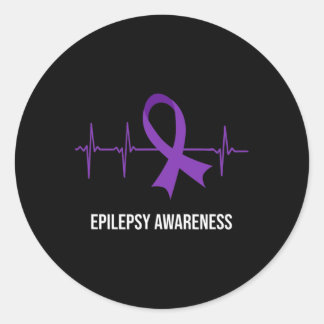 Pegatina Redonda Conciencia sobre la epilepsia del diseño del ECG H