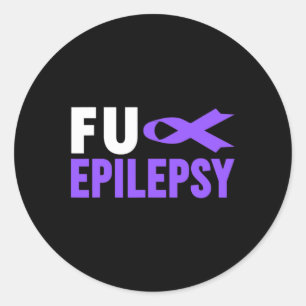 Pegatina Redonda Conciencia sobre la epilepsia - Epilepsia de Fu Ep