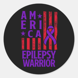 Pegatina Redonda Conciencia sobre la epilepsia Guerrero epiléptico