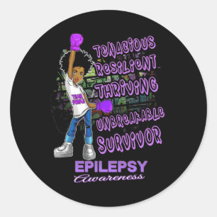 Pegatina Redonda Conciencia sobre la epilepsia Melanin Mujeres negr