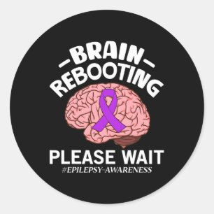 Pegatina Redonda Conciencia sobre la epilepsia - Reinicio del cereb