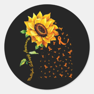 Pegatina Redonda Conciencia sobre la esclerosis múltiple El girasol