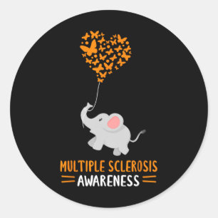 Pegatina Redonda Conciencia sobre la esclerosis Sra. Month Elephant