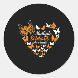 Pegatina Redonda Conciencia sobre la esclerosis Sra. Naranja Ribbon