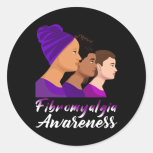 Pegatina Redonda Conciencia sobre la fibromialgia Apoyo a las mujer