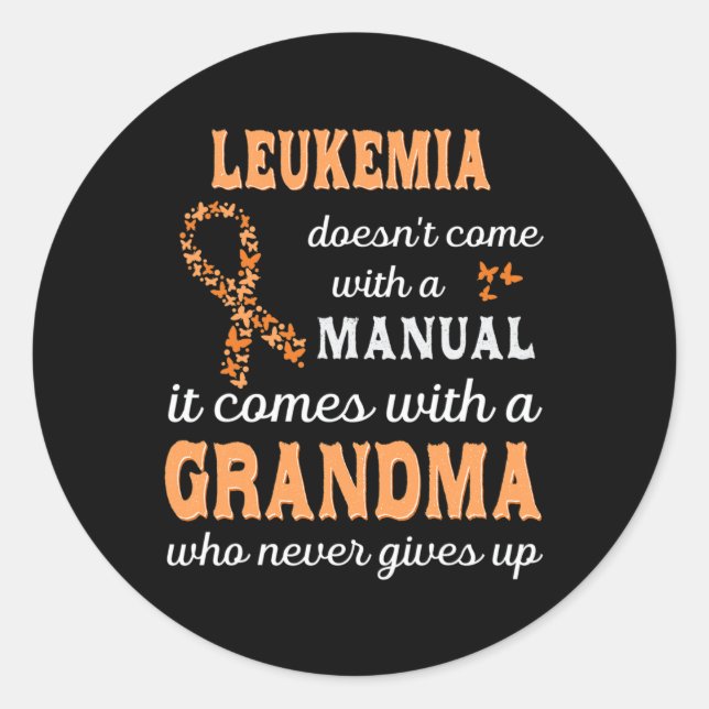 Pegatina Redonda Conciencia sobre la leucemia Abuela Apoyo Leukemia (Anverso)