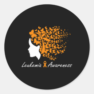 Pegatina Redonda Conciencia sobre la leucemia - Las mariposas pelan